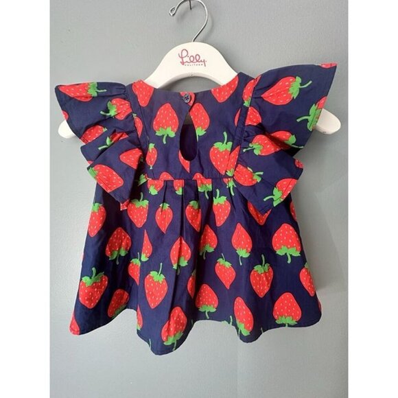 Kate Spade X Target Toddler Girls Navy Blue Red Strawberry Top-Size 4T Sold Out - Picture 4 of 4